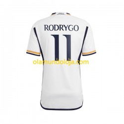 Camisola Real Madrid Rodrygo Goes 11 Homem Equipamento Primeiro 2023-2024 Manga Curta